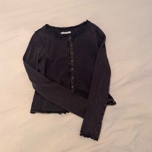 We The Free Charcoal Ribbed Top